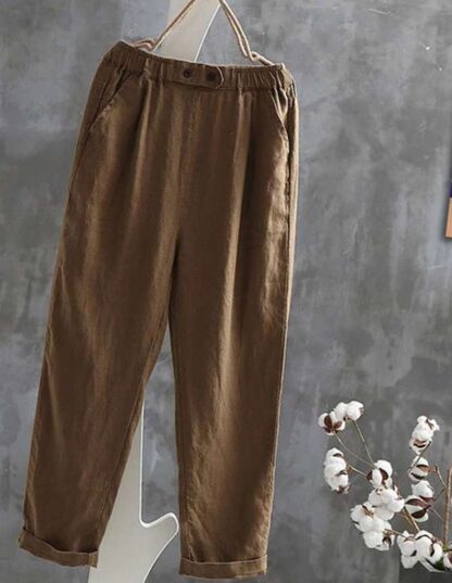 Streetwear Elastic Waist Cotton Harem Women's Ankle Length Pants