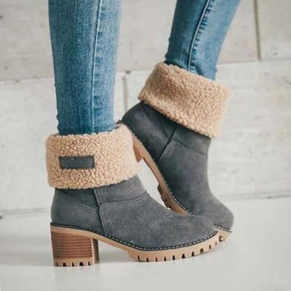 Winter Warm Flock Plush Fur Women Ankle Boots | cheapsalemarket.com