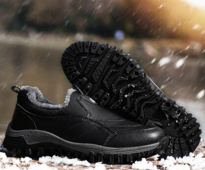 Fashion Casual Leather Winter Warm Fur Plush Men Boots Shoes