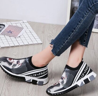 Breathable Air Mesh Slip-On Floral Sneakers for Women