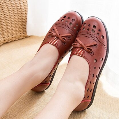 Casual Slip-On Leather Loafers Flat Shoes for Women