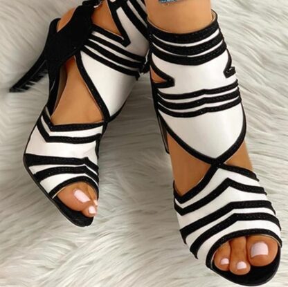 Fashion Party High Heel Striped Women Sandals