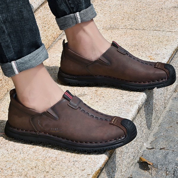 Genuine Leather Breathable Casual Loafers Men Moccasins Shoes ...