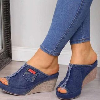 Summer Leisure Wedge Slip-on Denim Womens Sandals