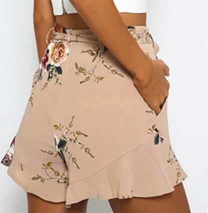 Elegant Apricot Print Floral Women Shorts