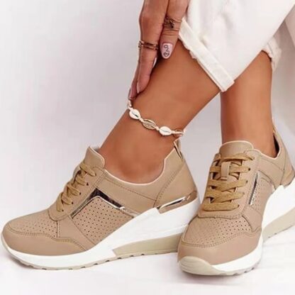 Canvas Leather Lace-Up Women's Vulcanize Sneakers Shoes
