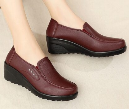 Casual Leather Slip-On Womens Wedges Shoes