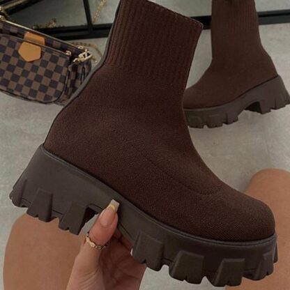 Autumn Winter Sexy Platform Knitted Socks Boots Shoes