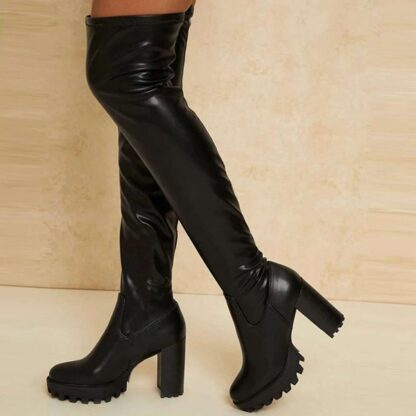 Black Sexy Fashion Platform Plush Knee Boots Women