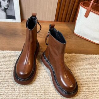 Spring Autumn Retro Ankle Genuine Leather Women Boots