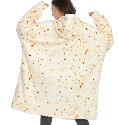 Print Blanket Hooded Winter Fleece Women Sweatshirt