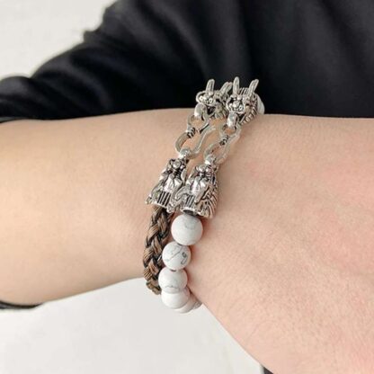 Party Trendy Stone Dragon Bracelet Set for Men Women