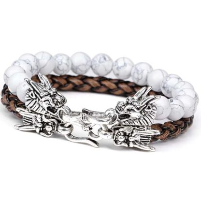 Party Trendy Stone Dragon Bracelet Set for Men Women