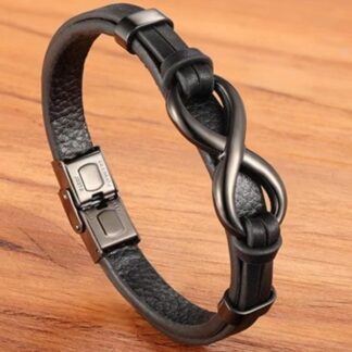 Double-Layer Genuine Leather Infinity Men Bracelet