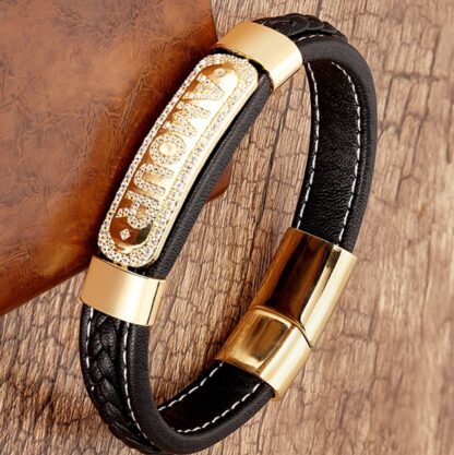Leather Luxury Fashion Charm Mens Bracelet