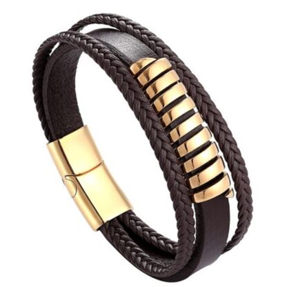 Multi-Layer Genuine Leather Infinity Mens Bracelet