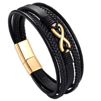 Multi-Layer Genuine Leather Infinity Mens Bracelet