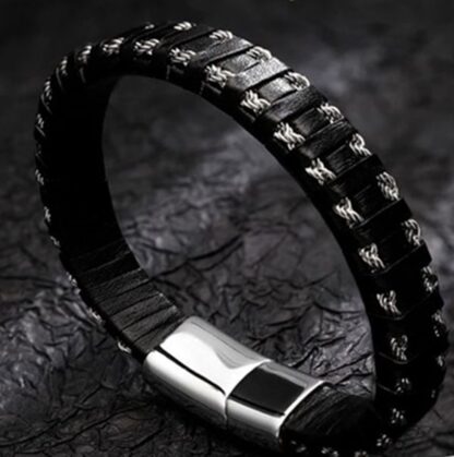 Stainless Steel Leather Classic Men's Bracelet