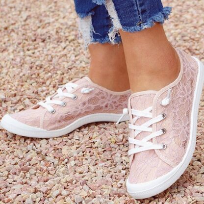 Breathable Summer Cute Floral Lace Mesh Womens Shoes