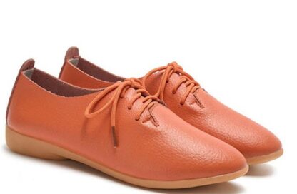 Genuine Leather Lace-up Flat Women's Moccasins Shoe