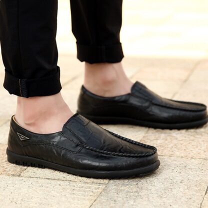 Summer Hollow Out Genuine Leather Breathable Mens Slip-On Loafers Moccasins Shoes