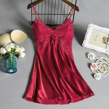 Sexy Women Satin Nightwear Sleepwear Mini Dress