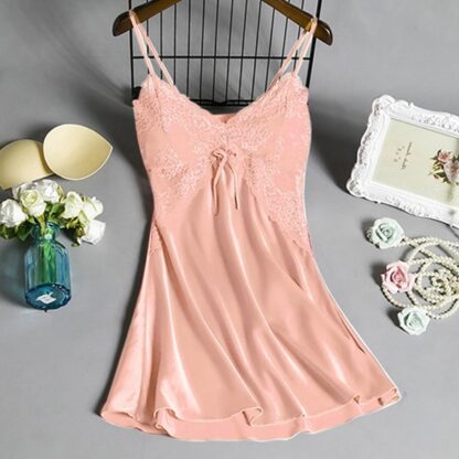 Sexy Women Satin Nightwear Sleepwear Mini Dress