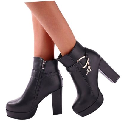 Autumn Winter High Square Heels Rome Style Party Womens Boots Shoes