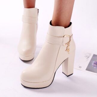 Autumn Winter High Square Heels Rome Style Party Womens Boots Shoes