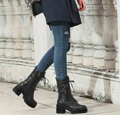 Autumn Winter Mid-Calf Black Women Boots