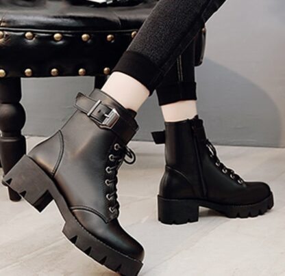 Autumn Winter Warm Lace-up Ankle Womens Motorcycle boots