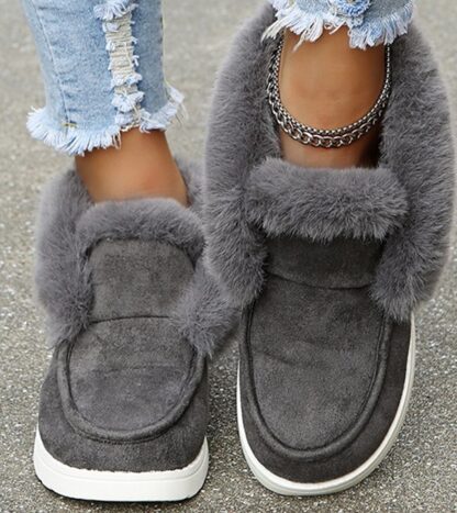 Winter Warm Flat Plush Fur Womens Snow Boots