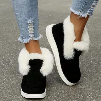 Winter Warm Flat Plush Fur Womens Snow Boots