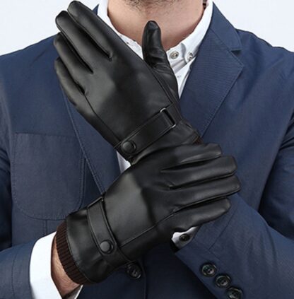 Black Autumn Winter Windproof Business Driving Men's Gloves