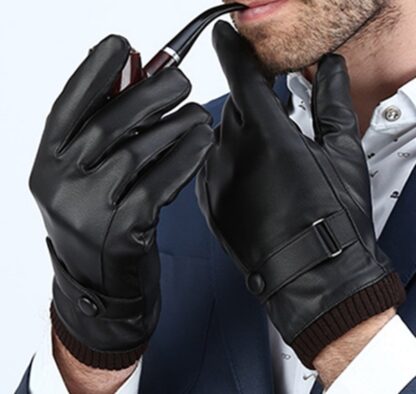 Black Autumn Winter Windproof Business Driving Men's Gloves