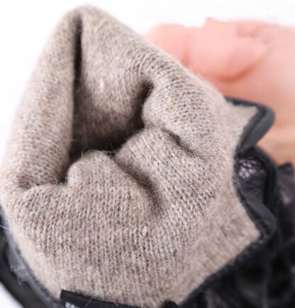 Winter Black Genuine Leather Men's Gloves