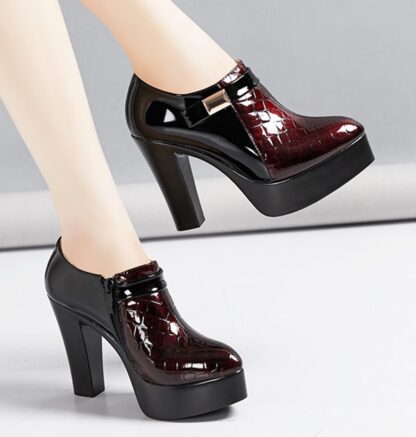 Elegant Platform Pumps High Heel Party Patent Leather Women Shoes