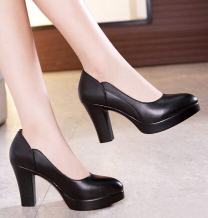 Office Platform High Heel Pumps Black Womens Dress Shoes