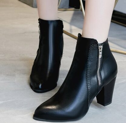 Punk High Heel Pointed Toe Women Ankle Boots