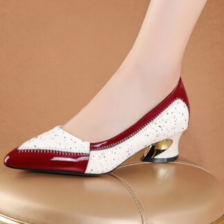 Elegant Low Heel Pointed Toe Womens Pumps Shoes