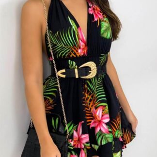 Summer Floral Sexy Backless Mini Dress For Women