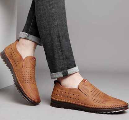 Breathable Spring Summer Leather Comfortable Men's Loafers Shoes