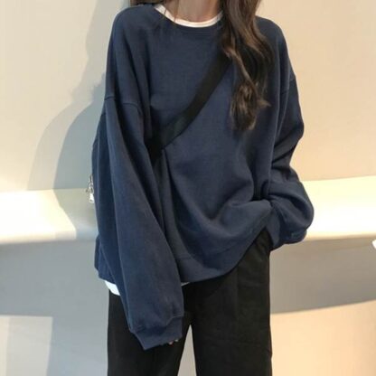 Casual Autumn Winter Thick O-Neck Woman Sweatshirts