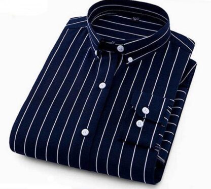 Casual Long Sleeved Buttoned Business Striped Mens Shirt