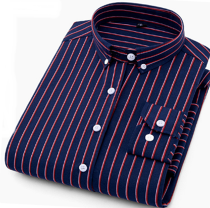 Casual Long Sleeved Buttoned Business Striped Mens Shirt
