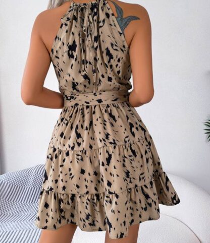 Summer Sleeveless Leopard Pattern Womens Dress