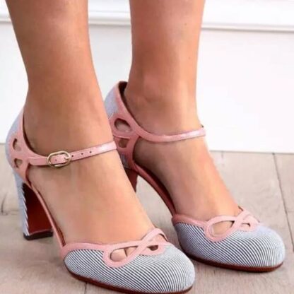 Round Toe Party Buckle Strap Women Shoes