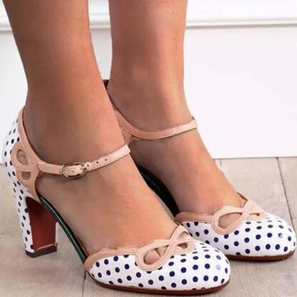 Round Toe Party Buckle Strap Women Shoes